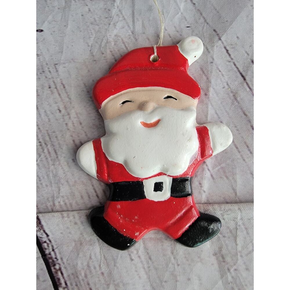 Vintage Ceramic Christmas Ornaments Santa Handpainted? Cookie Cutter Style